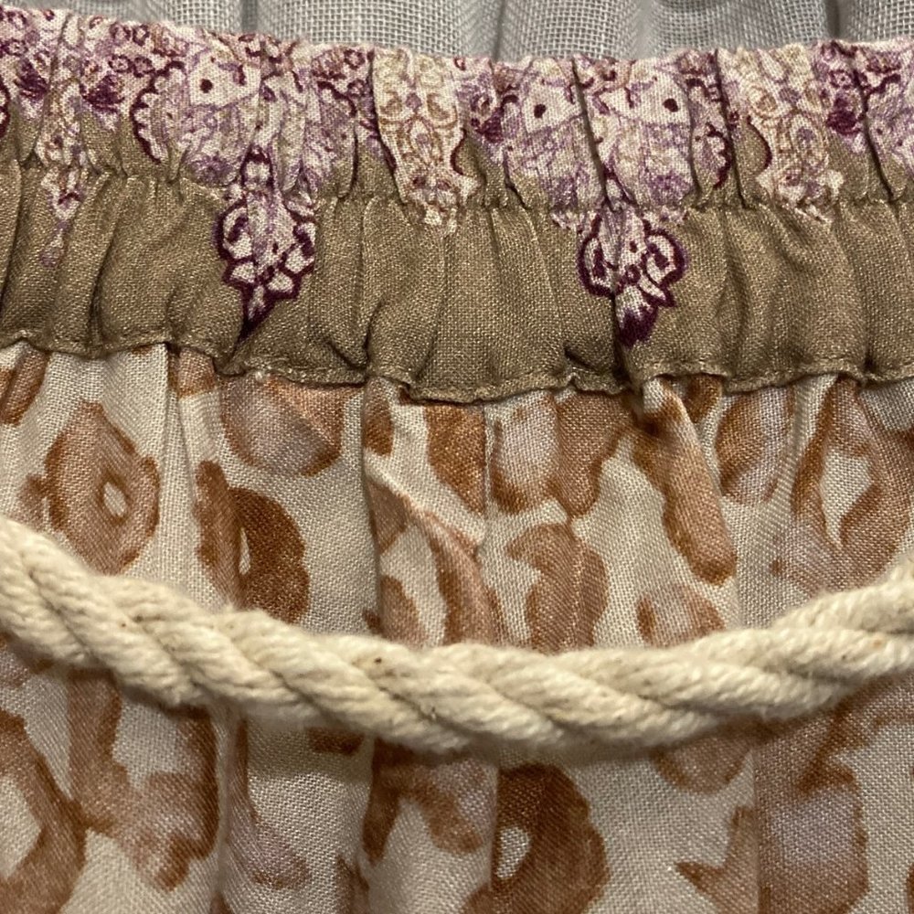 Anthropologie Ollari cream/mauve flowy pants - Bohemian pattern - Large - NWT - Picture 10 of 11